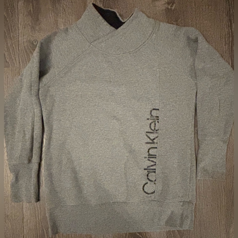 Calvin Klein Performance Women's SM Gray Mock Neck Pullover Sweatshirt #D2